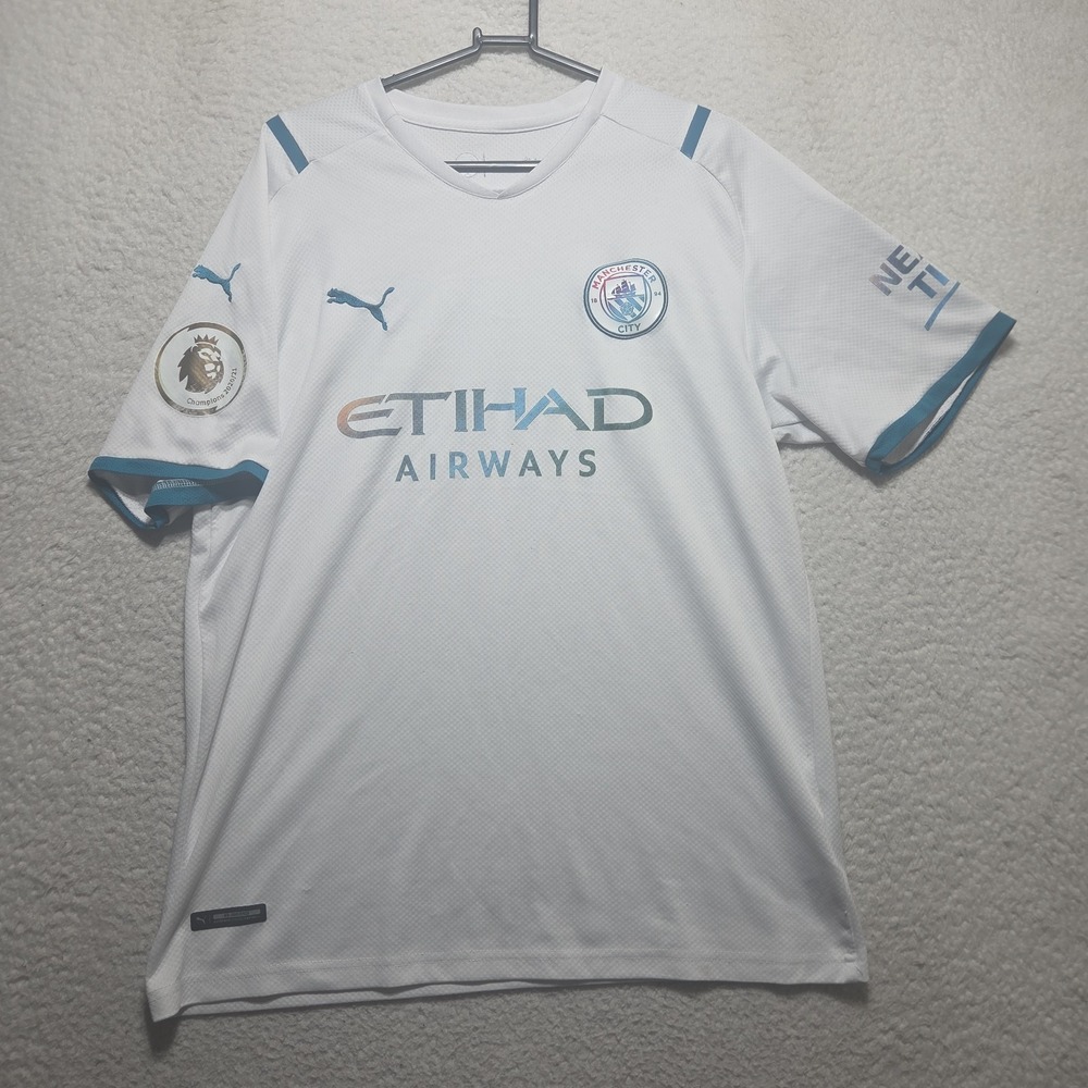 MANCHESTER CITY 2021/22 AWAY SOCCER JERSEY FOOTBALL Mens Size XL Championship